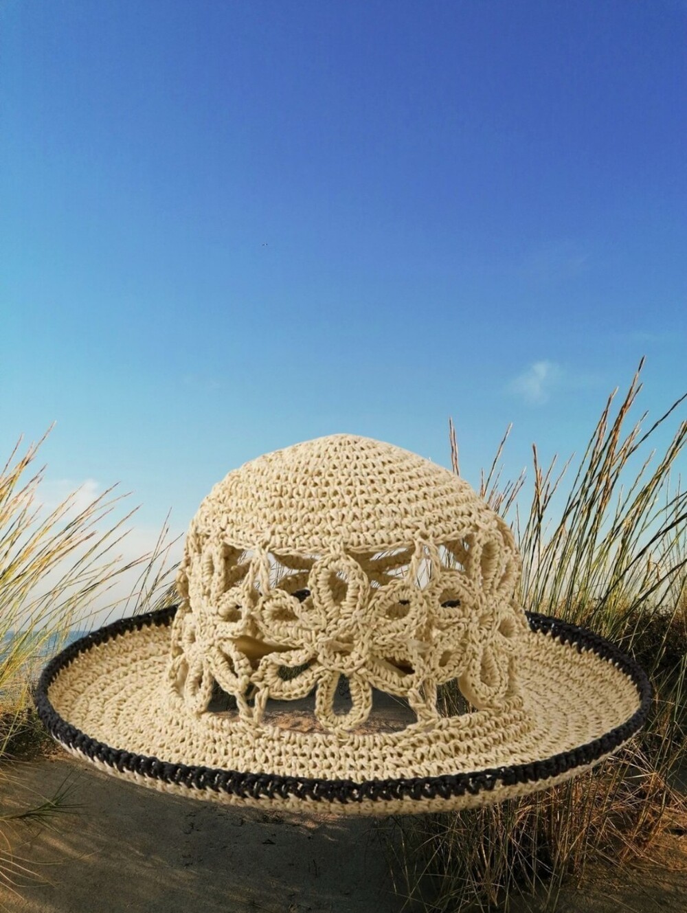 NEW! American Eagle Raffia Flower Crochet Bucket Hat – Natural - Picture 5 of 8